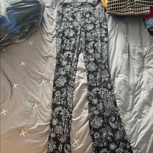 No Boundaries Black and White Floral Boot Cut Pants